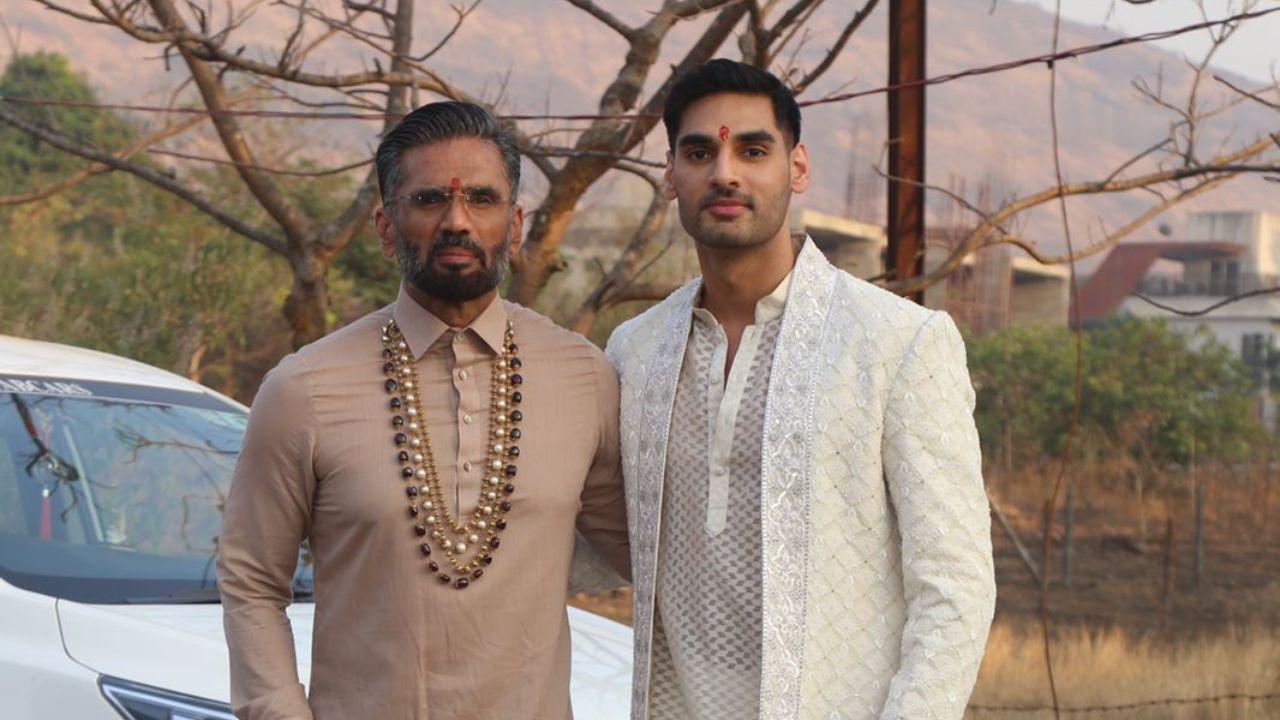 After all the hype, it can now be said that, Athiya Shetty and KL Rahul are now officially married. After the wedding rituals got through, Suniel Shetty stepped out of the venue alongwith his son Ahaan Shetty.